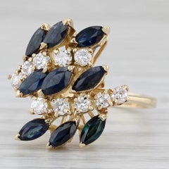 2.40ctw Zafiro Azul Anillo de Diamantes 14k Oro Amarillo Talla 6.5 Cocktail
