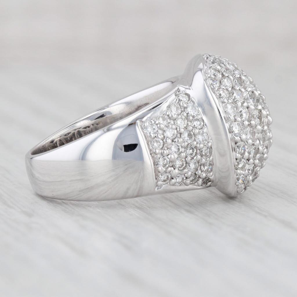 2.40ctw Diamond Cluster Ring 18k White Gold Size 6.75-7 Cocktail Unisexe en vente