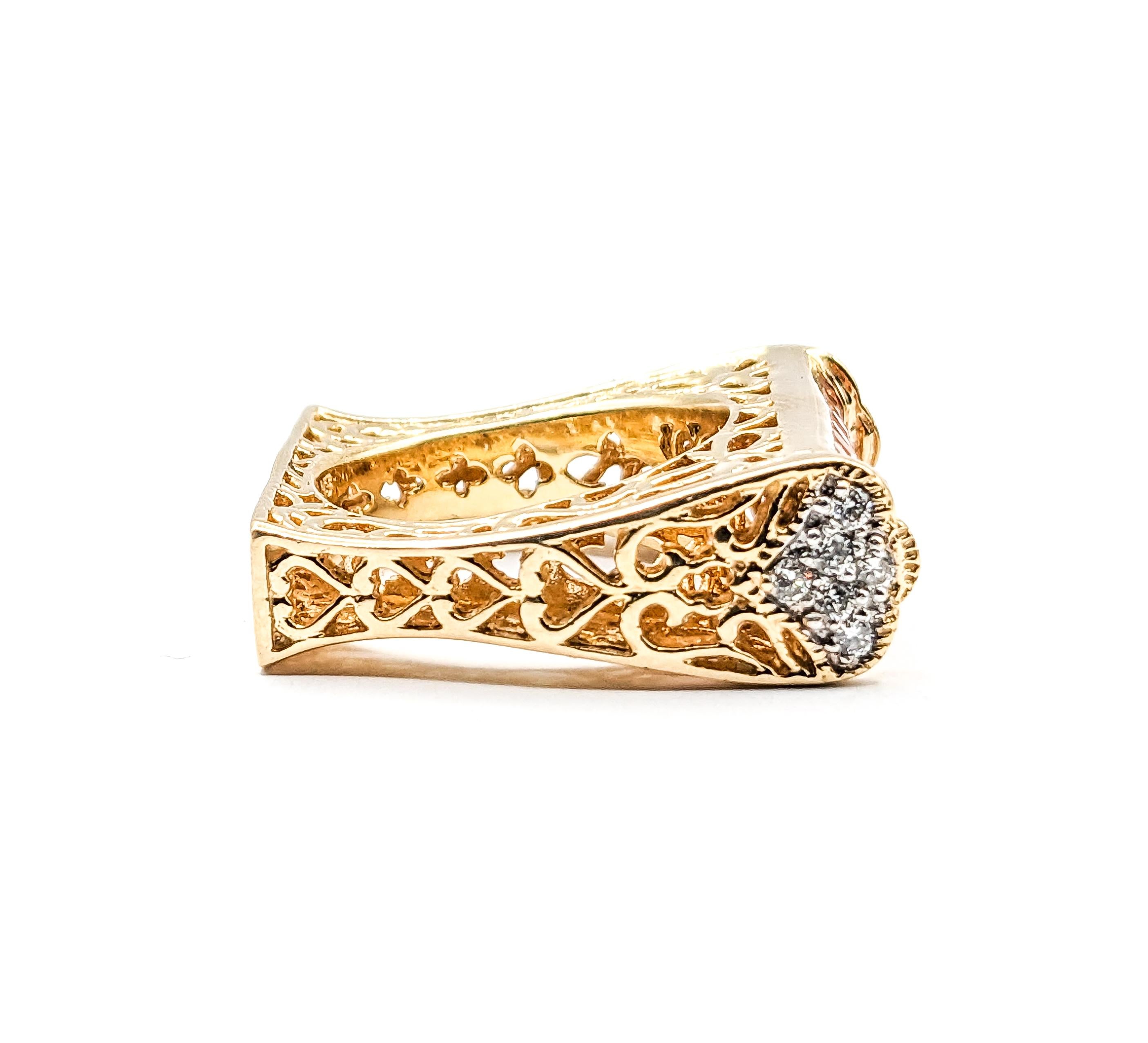2.40ctw Orange Sapphires & .20ctw Diamond Ring In Yellow Gold For Sale 1