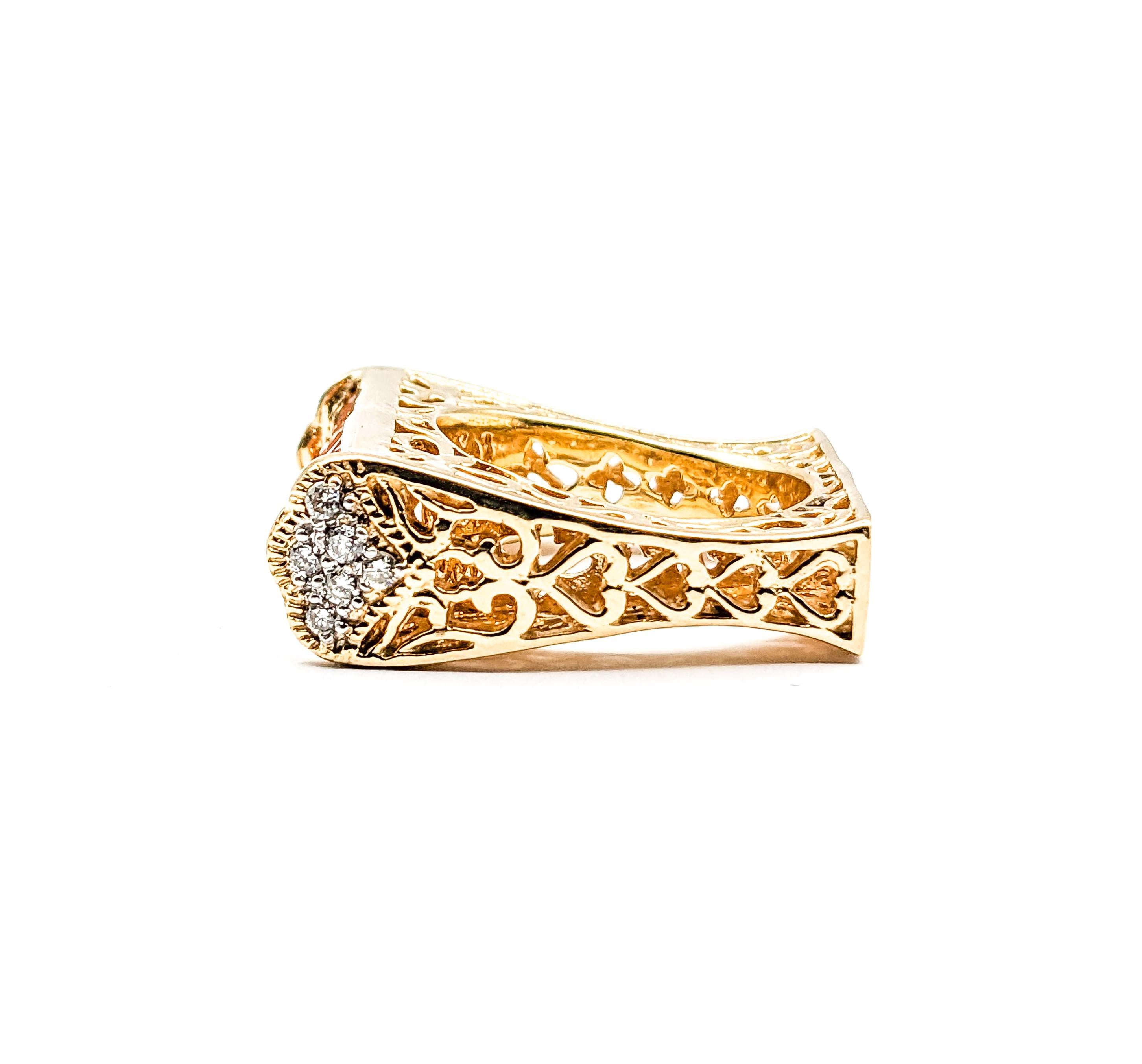 2.40ctw Orange Sapphires & .20ctw Diamond Ring In Yellow Gold For Sale 3