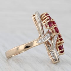 2.40ctw Ruby Cluster Diamond Bypass Ring 14k Yellow Gold Size 7.25 Cocktail