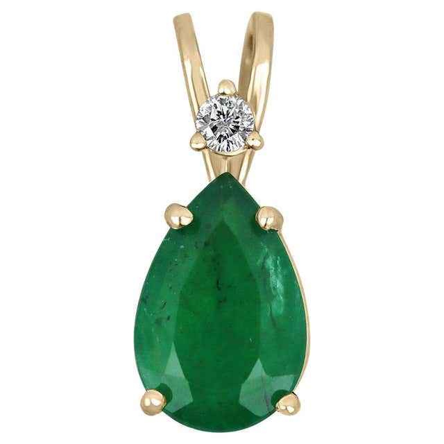 Natural Emerald Diamond Pendant 18" 14k WG 2.05 TCW Certified For Sale ...