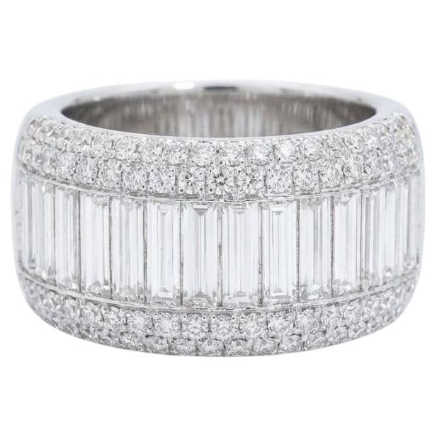 2.41 Carat Baguette and Round Diamond Platinum Wide Engagement Band Ring