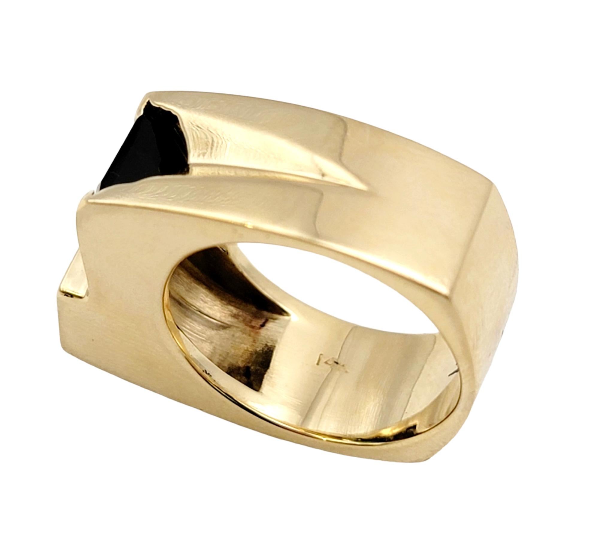 Bague solitaire en or jaune 14 carats avec tourmaline taille émeraude de 2,41 carats, sur mesure en vente 5