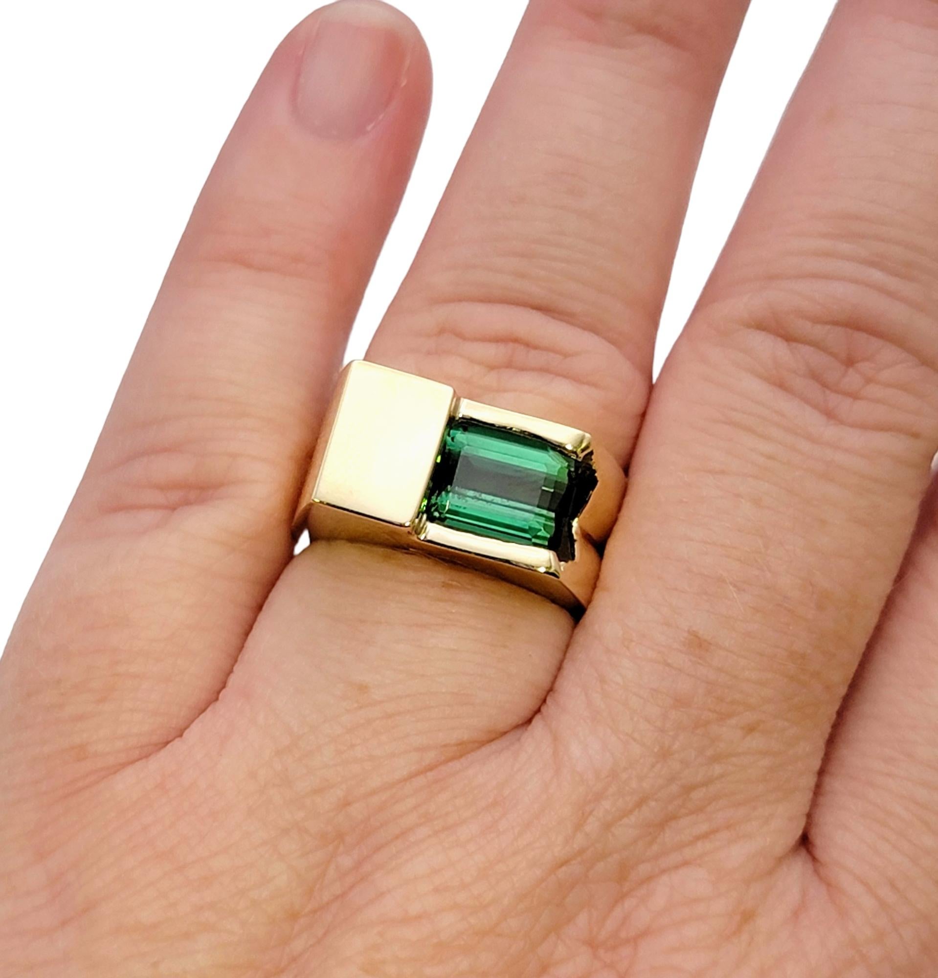 Bague solitaire en or jaune 14 carats avec tourmaline taille émeraude de 2,41 carats, sur mesure en vente 9