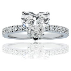 2.41 Carat Heart Shape Diamond Ring Brilliant White 18K Gold Everyday Royalty