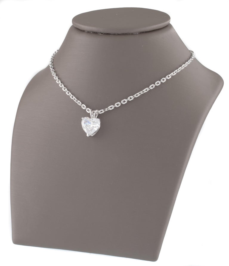 2.41 Carat Heart Shaped Diamond Solitaire Pendant with White Gold Chain