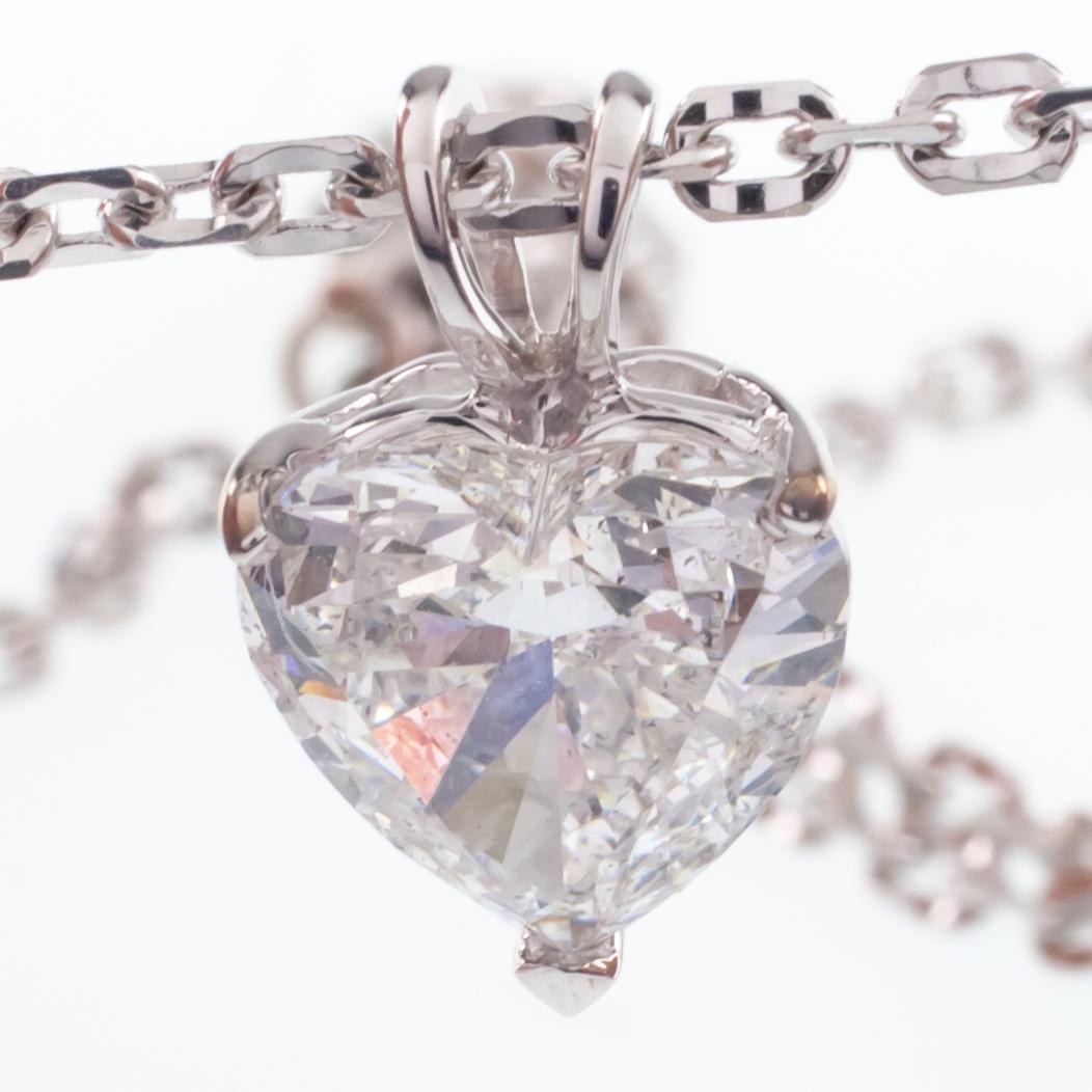 2.41 Carat Heart Shaped Diamond Solitaire Pendant with White Gold Chain 3