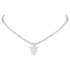 2.41 Carat Heart Shaped Diamond Solitaire Pendant with White Gold Chain