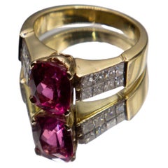 Bague en or 18 carats avec tourmaline rose « Bubble Gum » de 2,41 carats et diamants