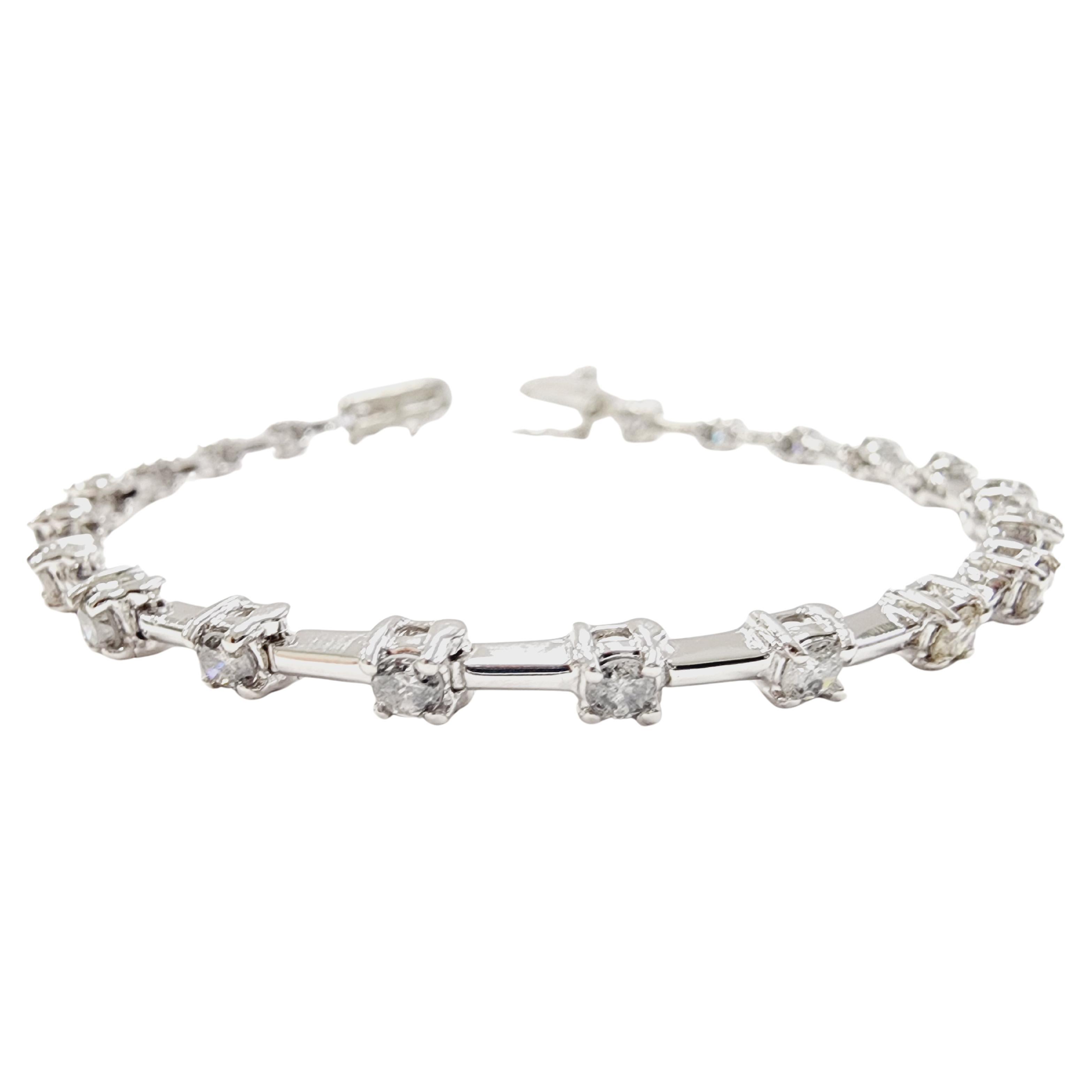 2,41 Karat natürliches Diamant-Tennisarmband 14 Karat Weißgold