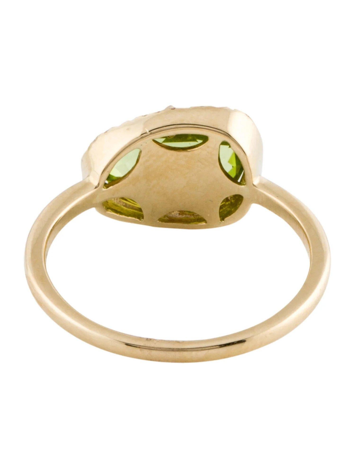 Women's 2.41 Carat Peridot & Diamond Yellow Gold Ring For Sale