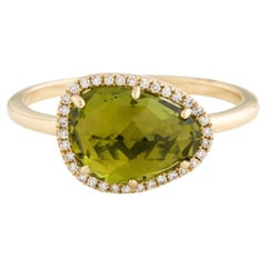 2,41 Karat Peridot & Diamant Gelbgold Ring