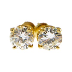 2.41 Carat Round Diamond Stud Earrings
