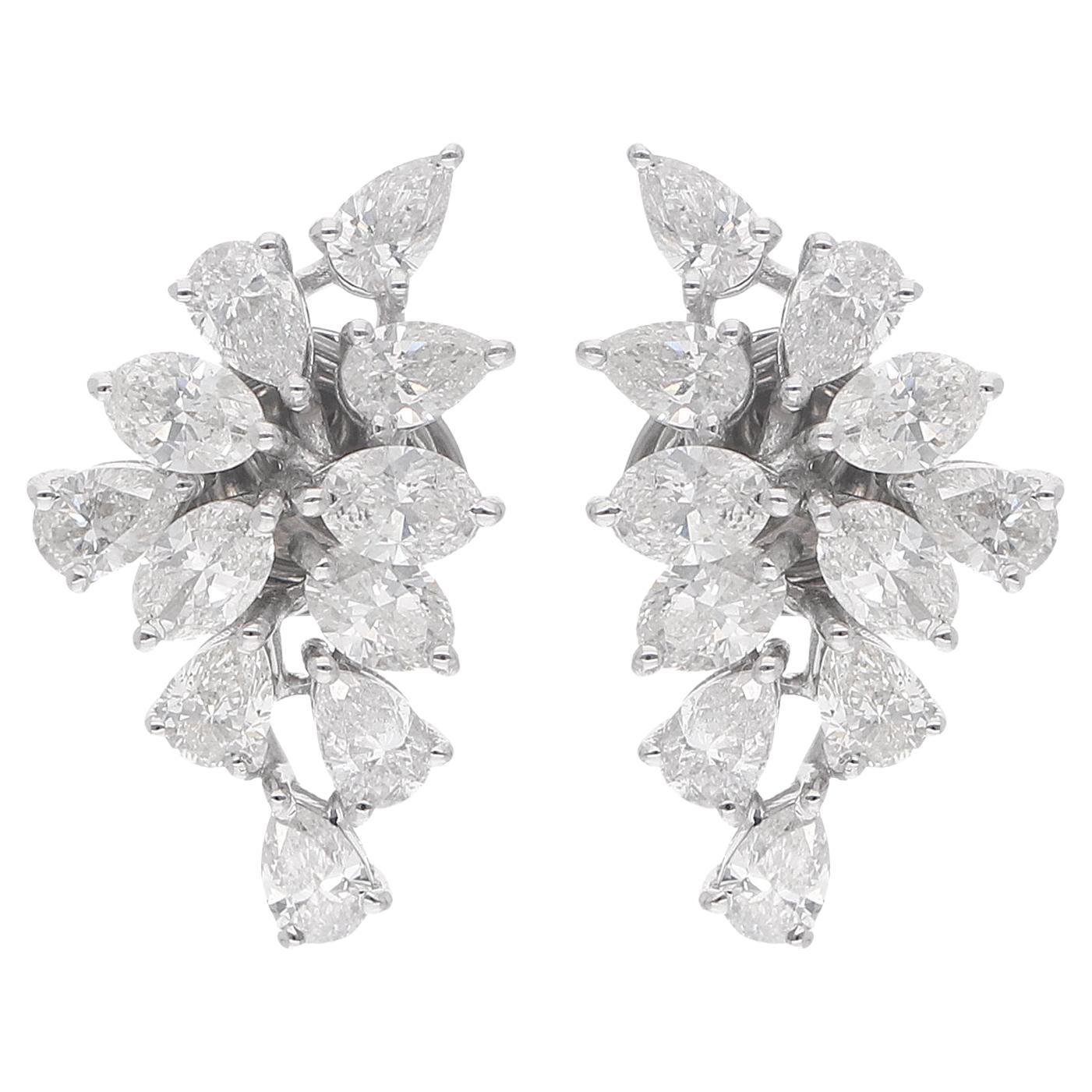 2.41 Carat SI Clarity HI Color Pear & Oval Diamond Earrings 18 Karat White Gold For Sale