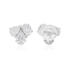 2.41 Carat SI/H Oval Pear Diamond Stud Earrings 18 Karat White Gold Jewelry