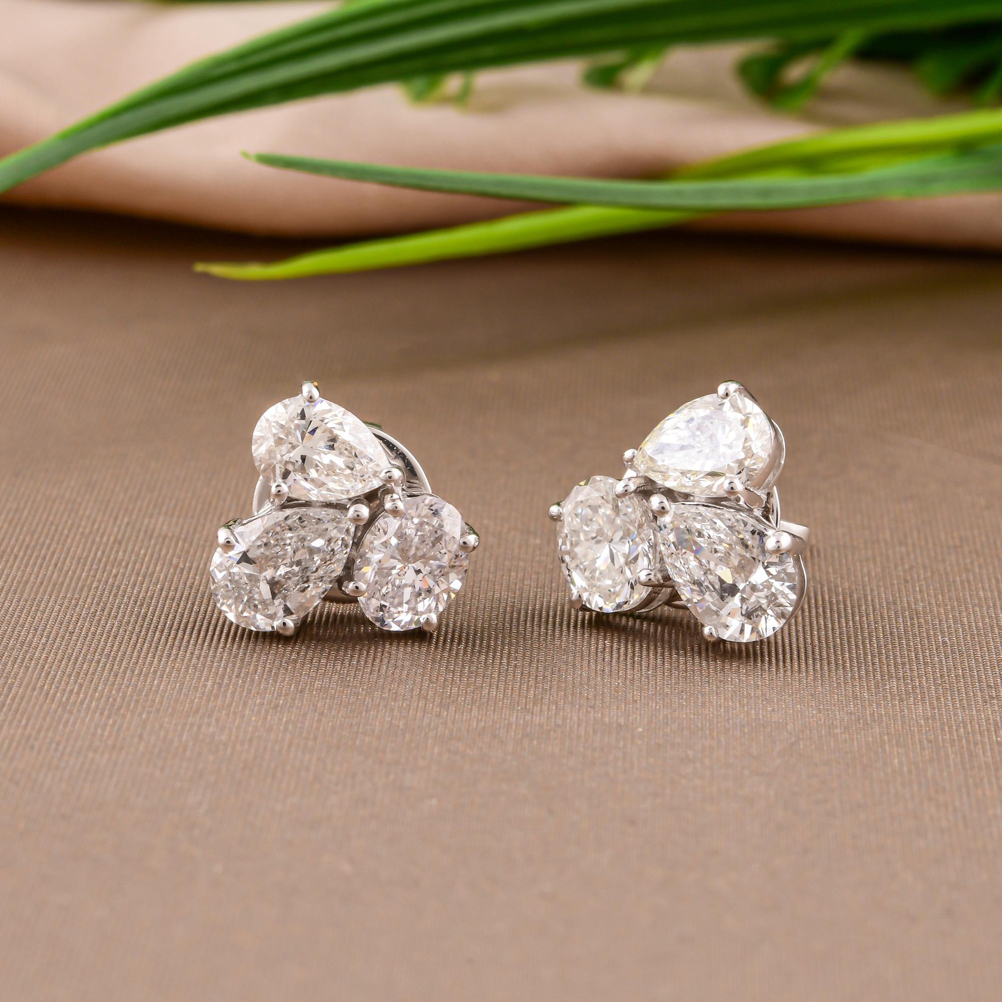 Modern 2.41 Carat SI/H Oval Pear Diamond Stud Earrings 18 Karat White Gold Jewelry For Sale