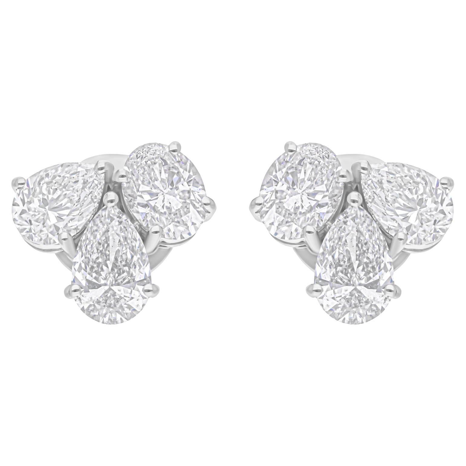 2,41 Karat SI/H Oval Birnen-Diamant-Ohrstecker 18 Karat Weißgold Schmuckschmuck