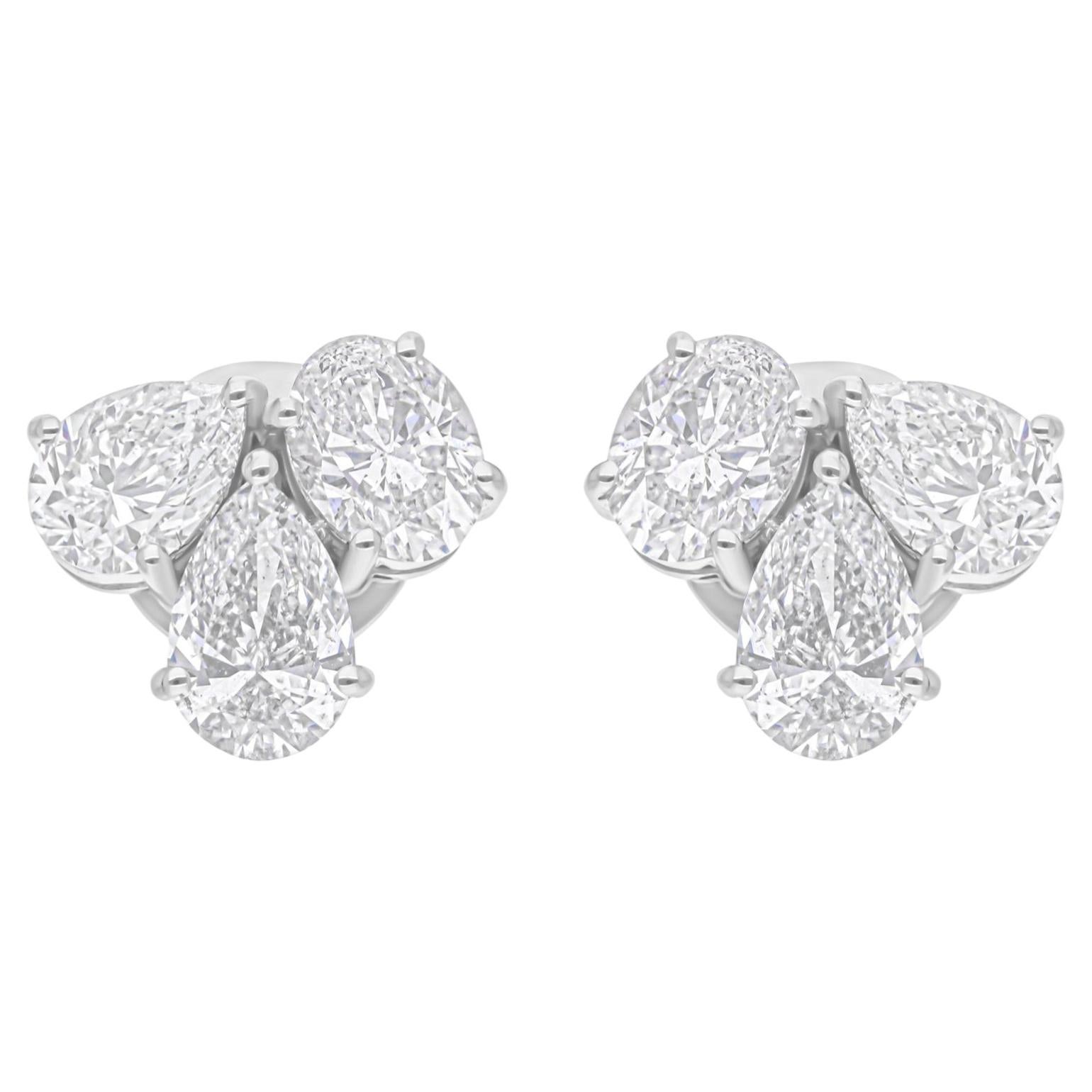 2.41 Carat SI/H Oval Pear Diamond Stud Earrings 18 Karat White Gold Jewelry