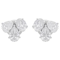 2.41 Carat SI/H Oval Pear Diamond Stud Earrings 18 Karat White Gold Jewelry