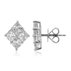 2.41 Carat White Diamond White Gold Earrings