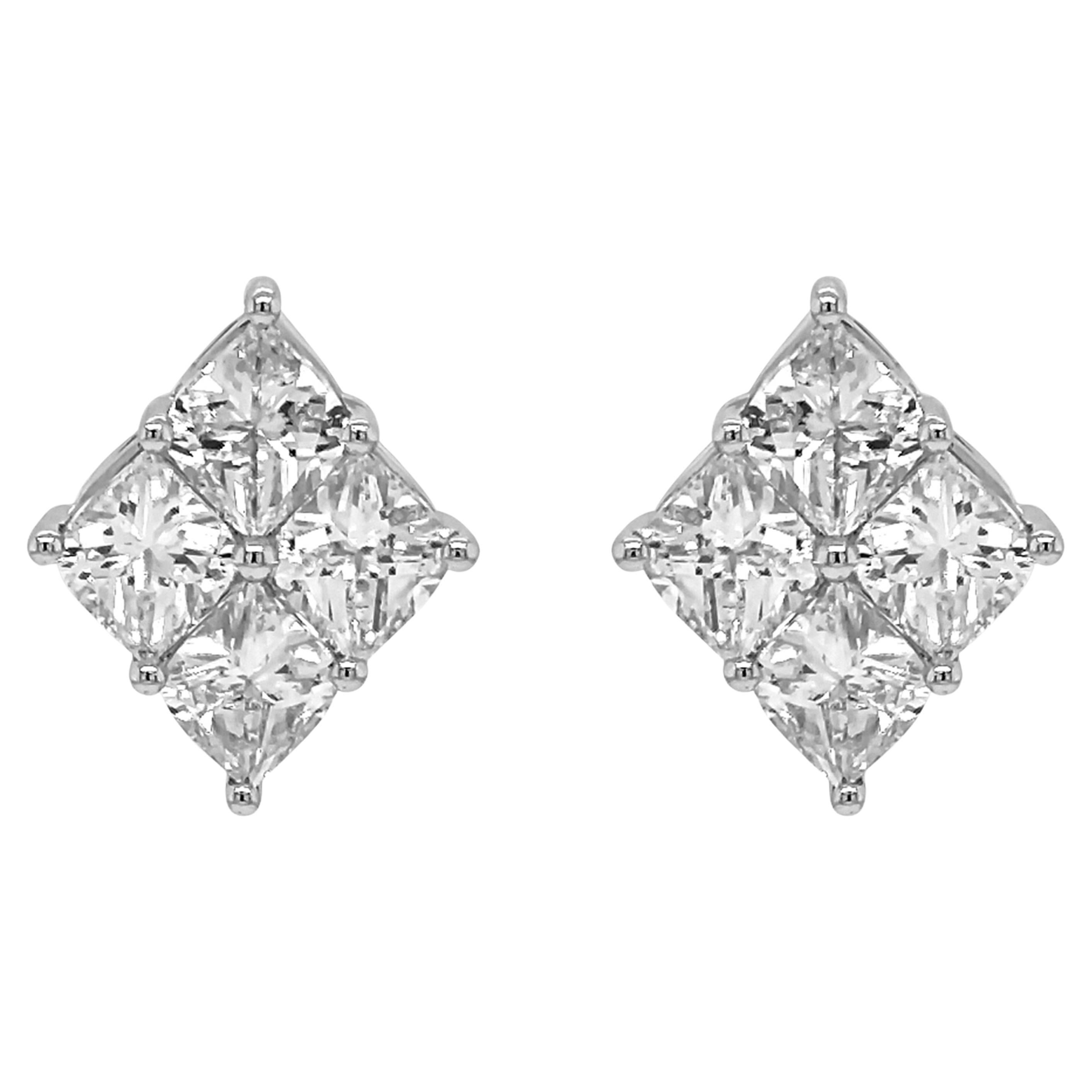 Orecchini in oro bianco con diamante bianco da 2,41 carati in vendita