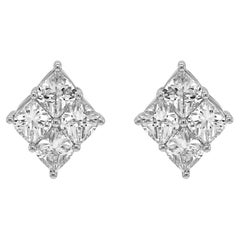 Boucles d'oreilles en or blanc avec diamant blanc de 2,41 carats