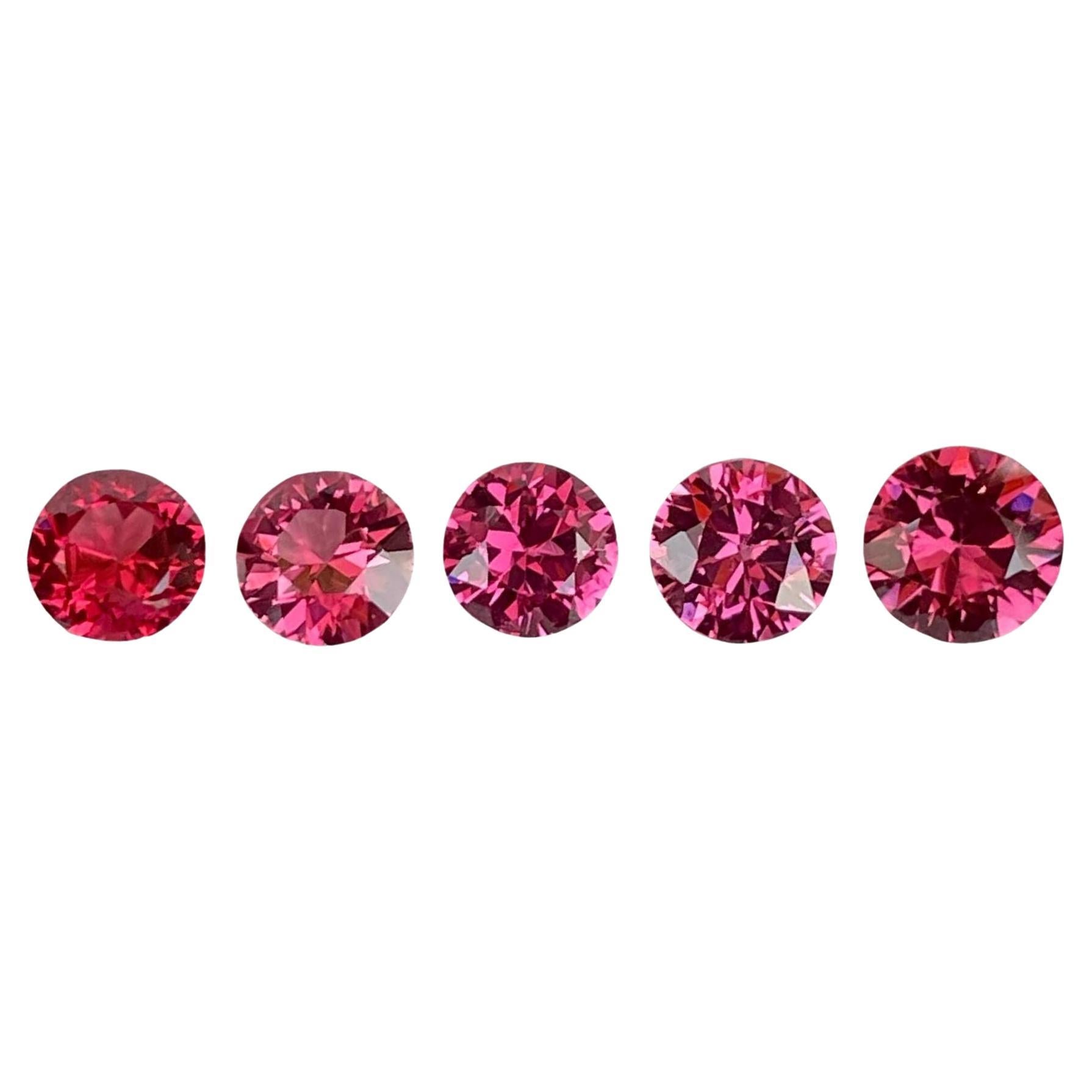 2,41 carati 5 pezzi di gemme di spinello rosa rossastro Lotto taglio rotondo dalla Birmania