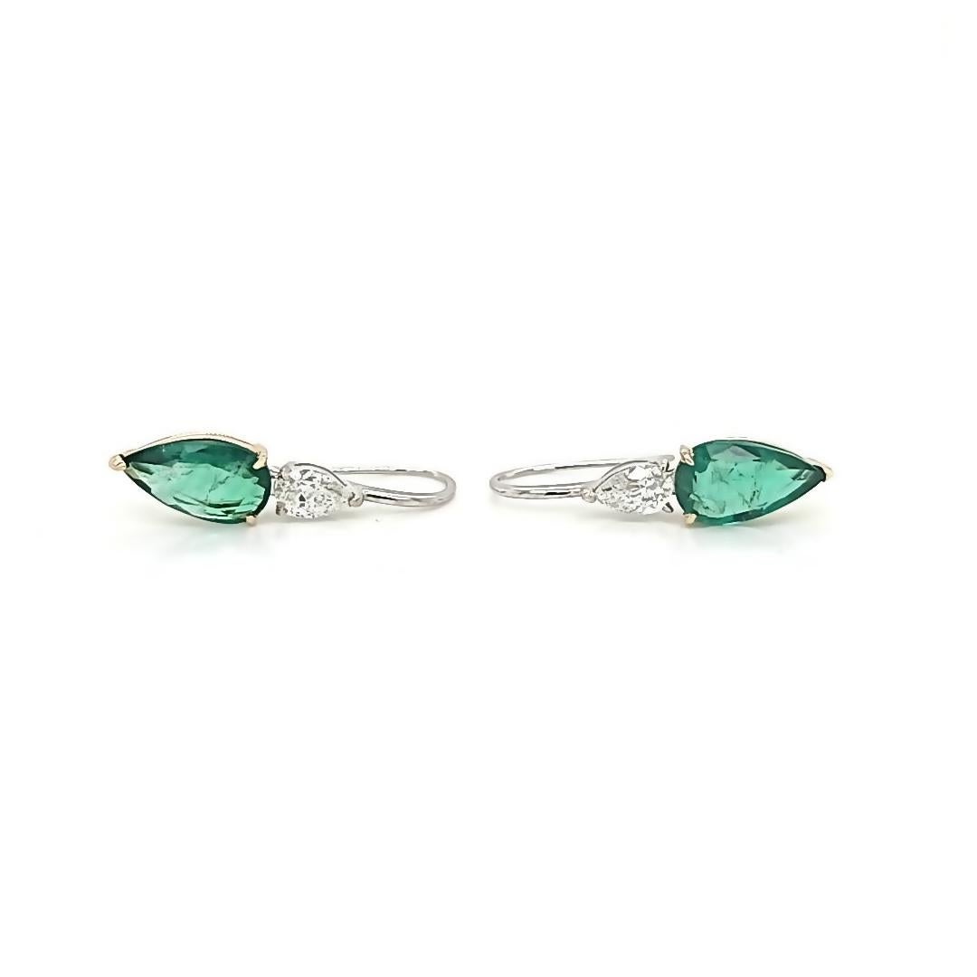 100% Authentic, 100% Customer Satisfaction
Height: 24 mm
Width: 6 mm
Metal:14K White Yellow Gold
Hallmarks: 14K
Total Weight: 1.9 Grams
Stone Type: 1.98CT Natural Emerald & Color H-L Clarity SI-I 0.62 CT Diamonds
Condition: New
Estimated Price: