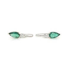 2.41 CT Natural Emerald 0.62CT Diamonds 14K Gold Earrings