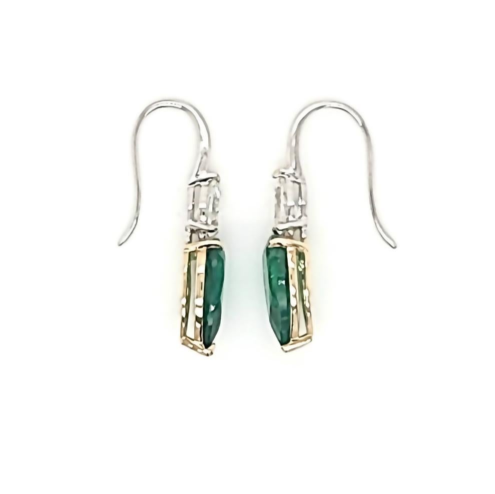 2.41 CT Natural Emerald 0.62CT Diamonds 14K Gold Earrings In Excellent Condition For Sale In Los Angeles, CA