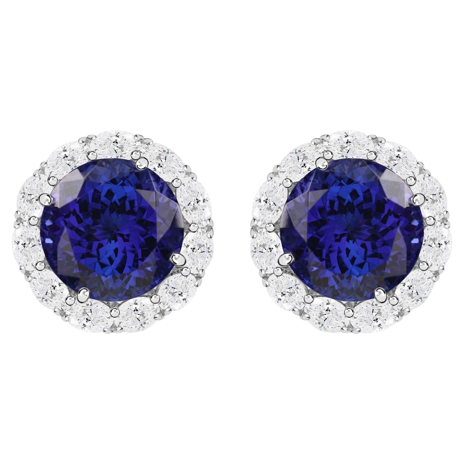 24,12 Karat Blauer Saphir 4,53 Karat SI/H Diamant-Ohrringe 18 Karat Weißgold im Angebot