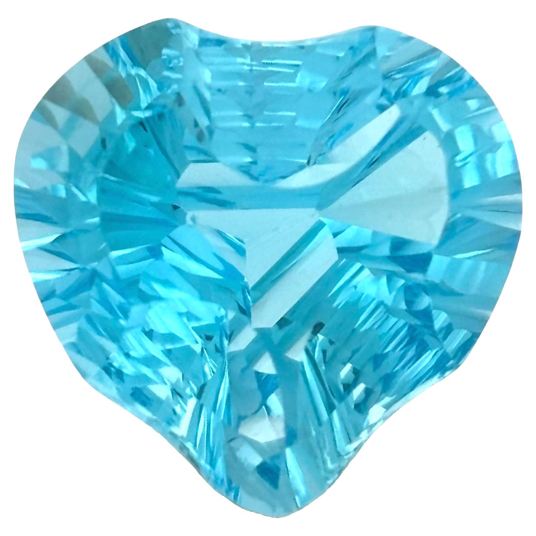 24.12 Carat Natural Blue Heart Shaped Topaz Stone For Sale