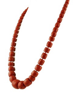 241.2 g Big Red Coral Long Retrò Necklace
