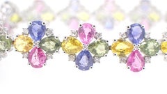 24.18 Carat Sapphire Diamond 14 Carat White Gold Bracelet