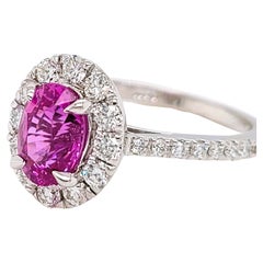 14kt White Gold Rare Unheated Hot Purple Pink Madagascar Sapphire Ring 