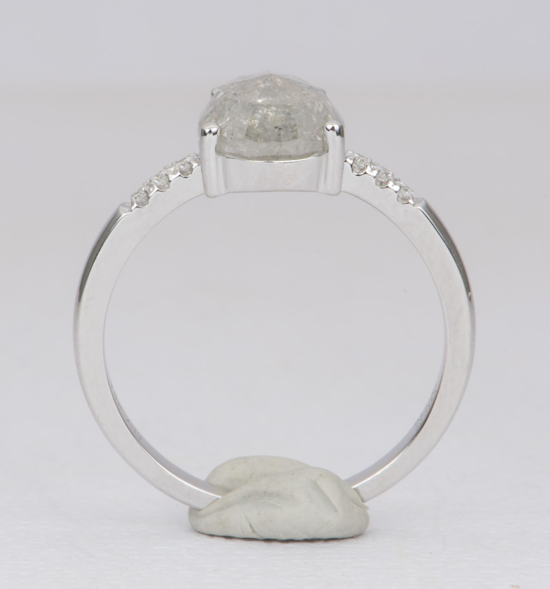 2.41 Carat Clear Salt and Pepper Diamond Ring 14 Karat White Gold AD1686-44 In New Condition In Osprey, FL