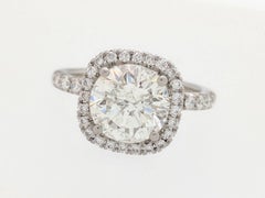 2.41ct. Natural Round Diamond Simon G Platinum Halo Engagement Ring with Band