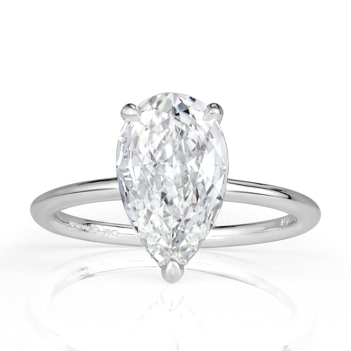 2.41ct Pear Shaped Diamond Engagement Ring For Sale