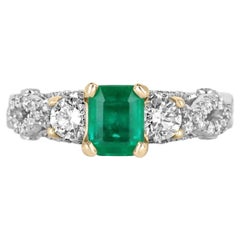 2.41tcw 14K AAA kolumbianischer Verlobungsring mit drei Steinen, Smaragd & Diamant