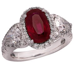 2.42 Carat Burma No-Heat Ruby and Diamond Ring