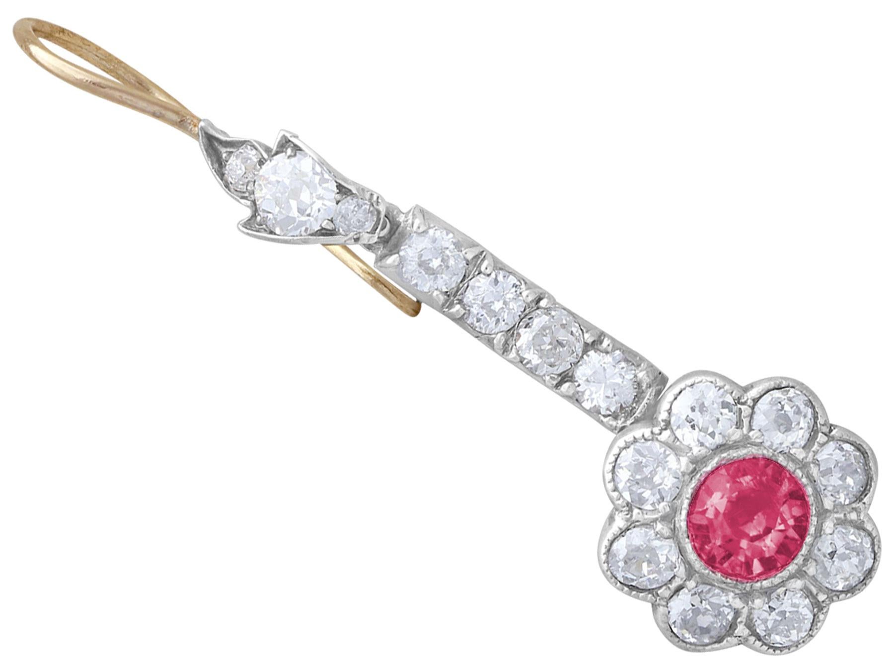 Tropfenförmige Ohrringe aus 2.42 Karat Diamant und 1,05 Karat rosa Saphir im Zustand „Hervorragend“ im Angebot in Jesmond, Newcastle Upon Tyne