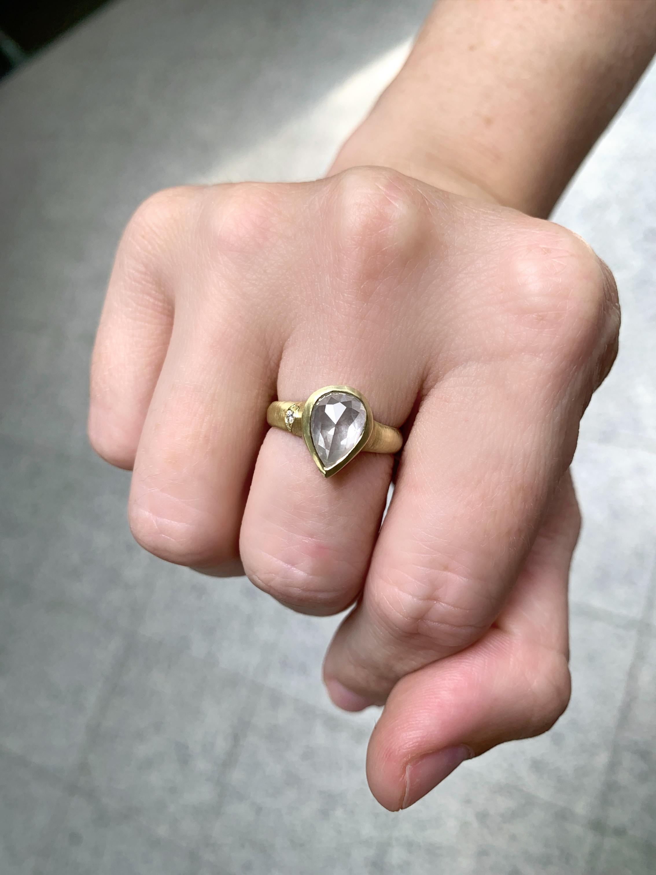 Artist 2.42 carat Double-Cut Diamond Pear Yellow Gold Ring, Monica Marcella 2024
