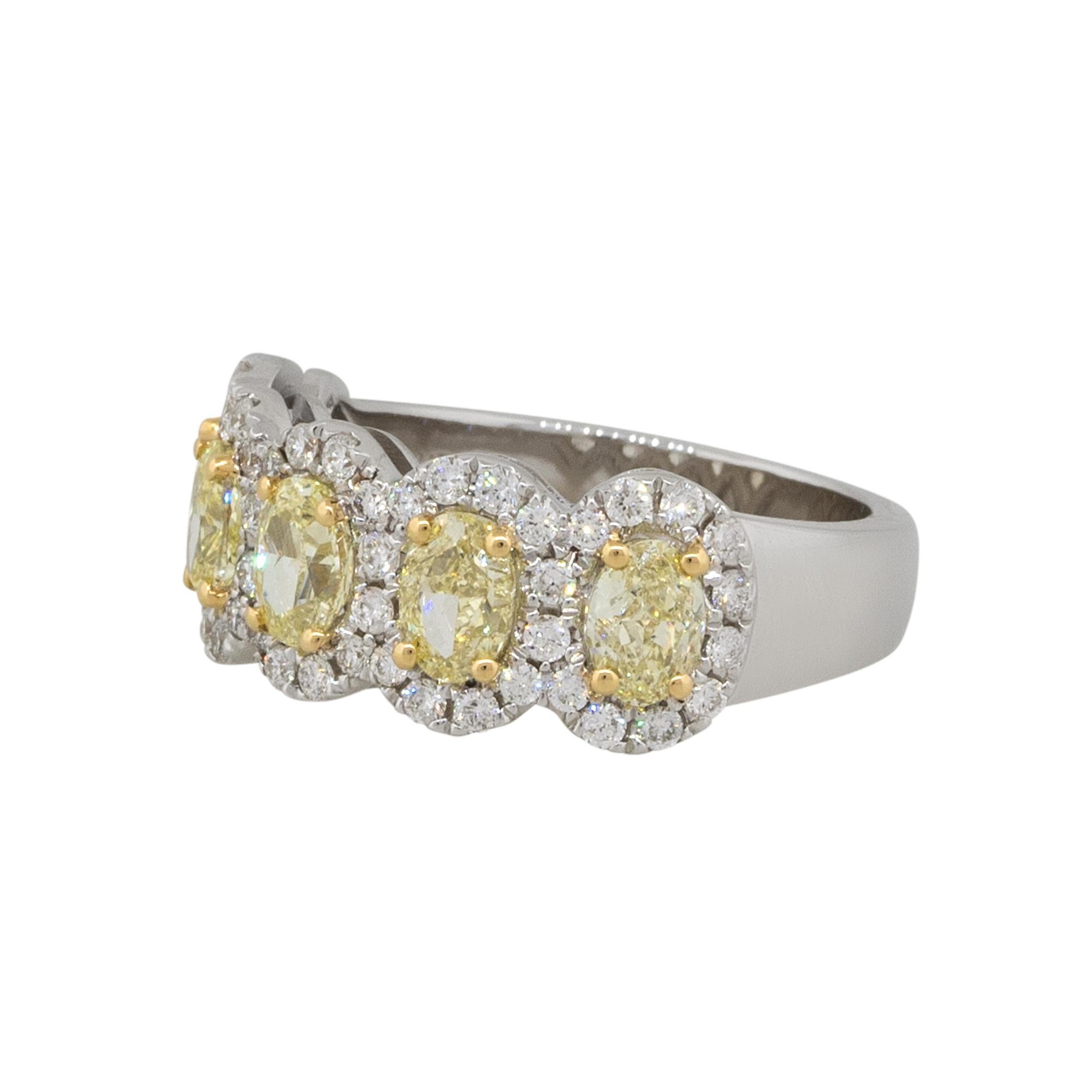 Material: 18k Yellow Gold
Diamond details: Approx. 1.85ctw of Oval cut Diamonds. Diamonds are Fancy Yellow in color and VS in clarity
                             Approx. 0.57ctw of round cut Diamonds. Diamonds are G/H in color and VS in