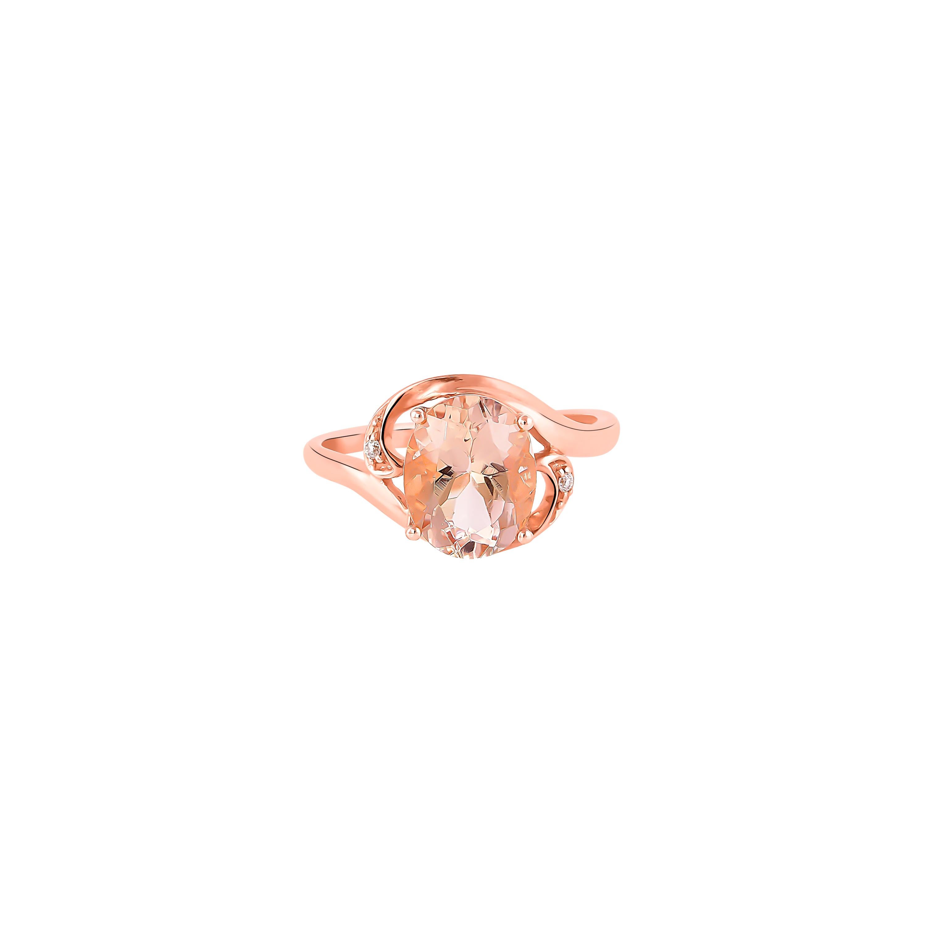 This collection features an array of magnificent morganites! Accented with Diamond these rings are made in rose gold and present a classic yet elegant look. 

Classic morganite ring in 18K Rose gold with Diamond. 

Morganite: 2.42 carat, 10X8mm