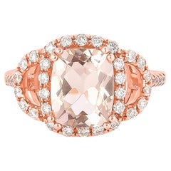 Bague en or rose 18 carats avec diamants et morganite de 2,42 carats