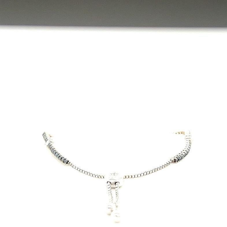 2,42 Karat Natürlicher Schwarzer Diamant Weißer Diamant 14 Karat Weißgold Flex-Armband (Zeitgenössisch) im Angebot