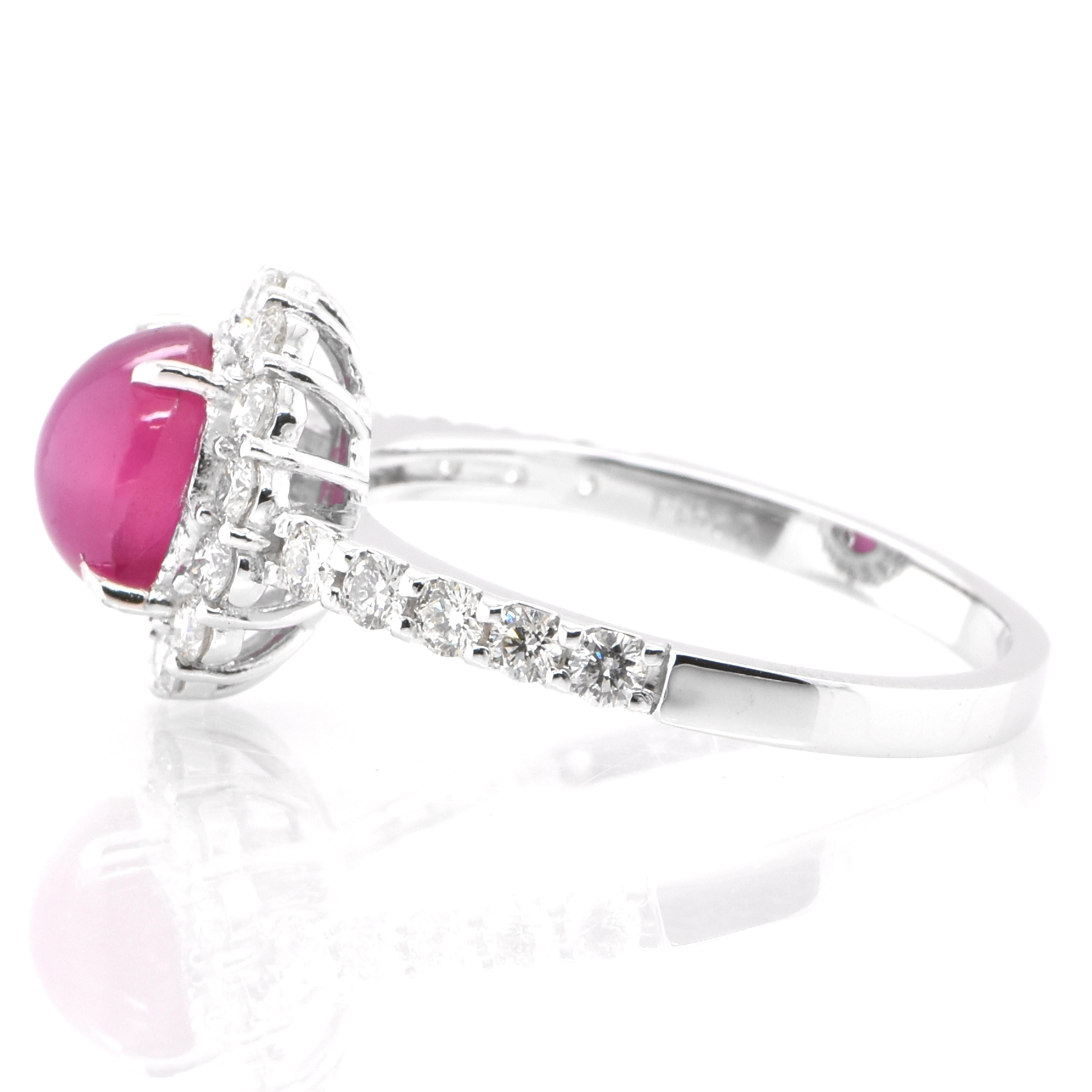 2.42 Carat Natural Star Ruby and Diamond Ring Set in Platinum In New Condition In Tokyo, JP