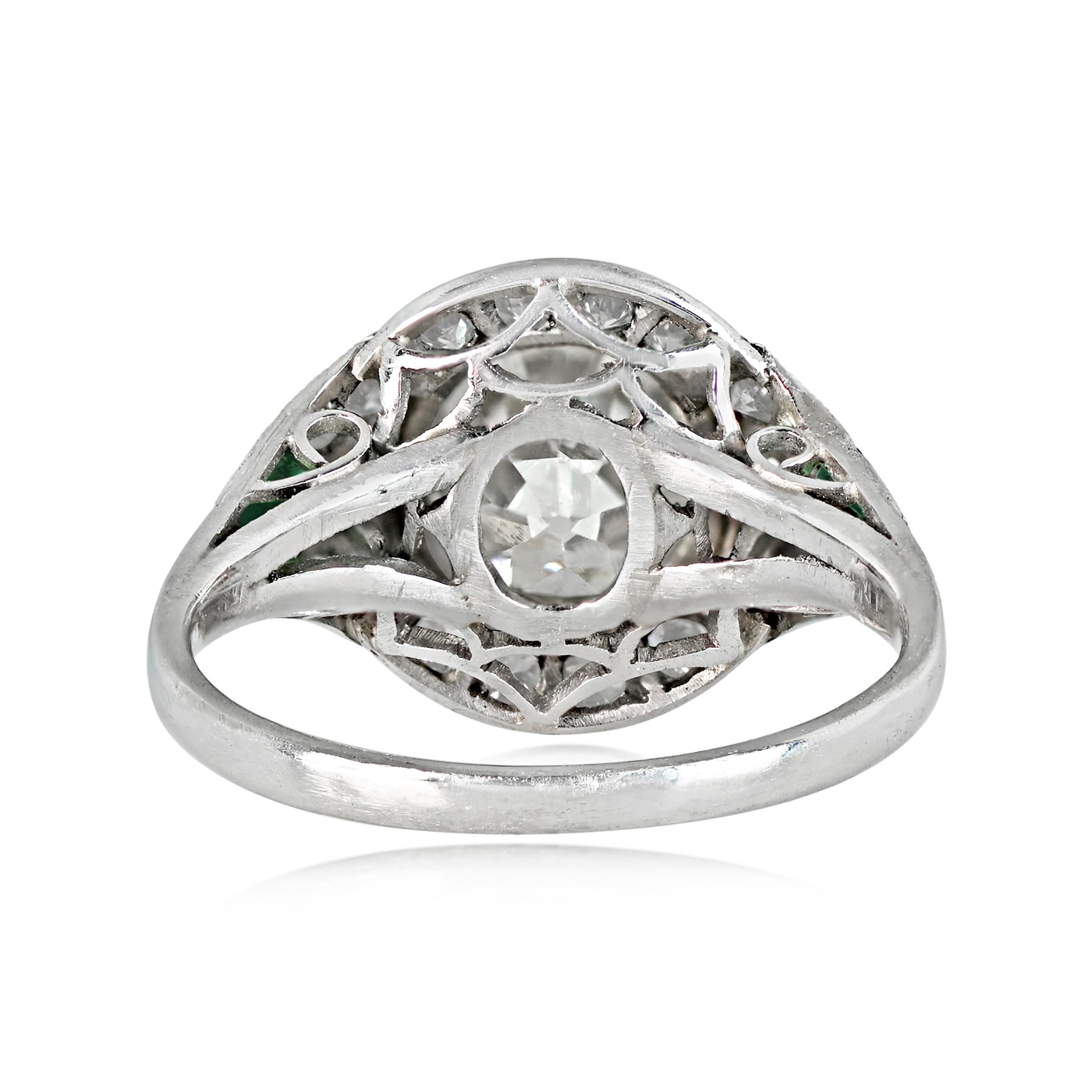 Art Deco 2.42 Carat Old Euro-cut Diamond Engagemenmt Ring, Diamond Halo, Platinum For Sale
