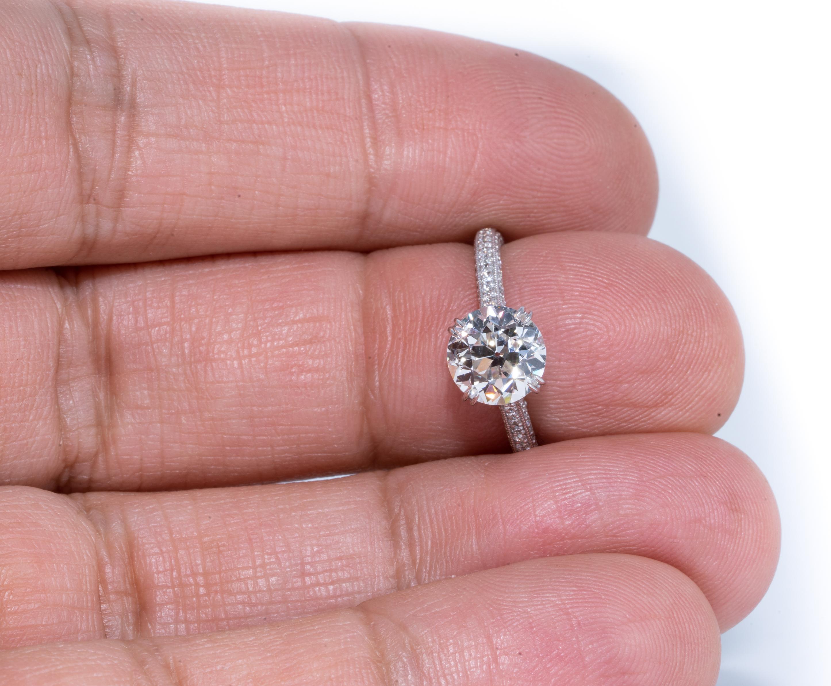 Old European Cut 2.42 Carat Old Euro Cut Diamond Engagement Ring, in 18k, by The Diamond Oak
